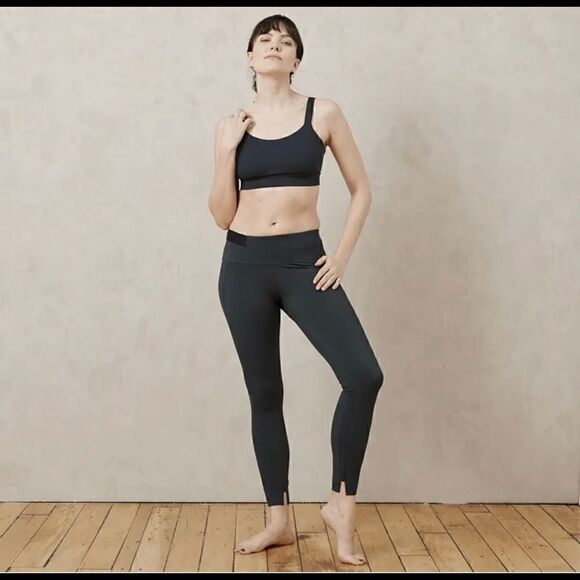 Aday Crop and Roll Snap Button Ankle Slit Black Leggings or Pants Size Xs - Picture 5 of 5